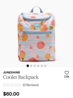 NWT Juneshine Pink & Blue Citrus Print Cooler Backpack